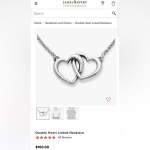 James Avery Silver double heart necklace